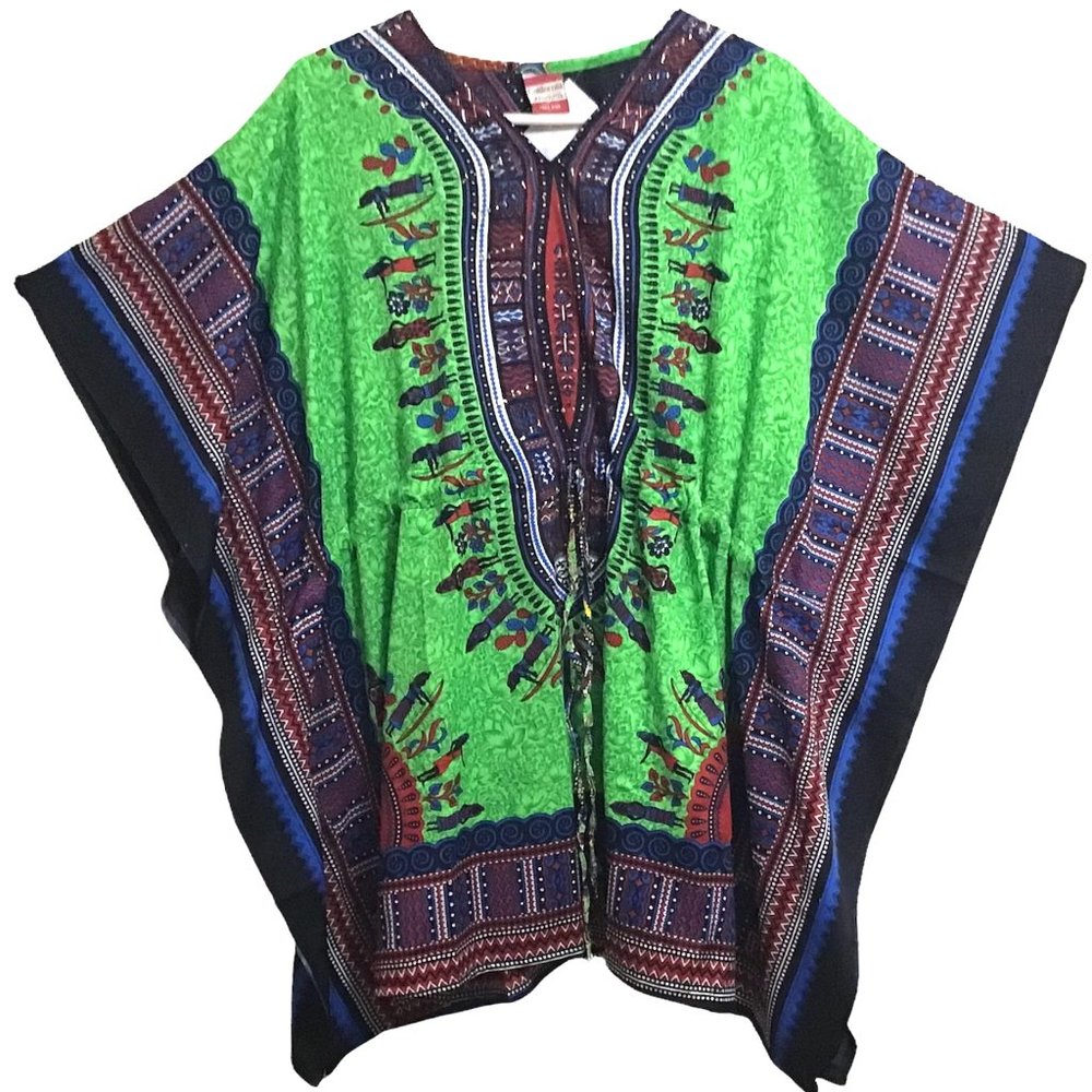 African Traditional Adire Top Blouse Dashiki Womens One Size S M L Vtg w/tags